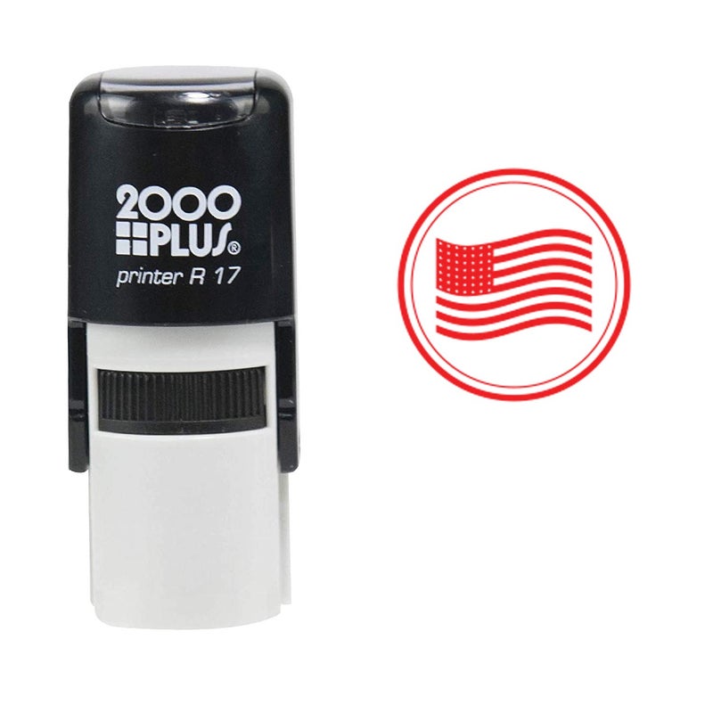 SBlabels American USA Flag 2000 Plus Self Inking Rubber Teacher Stamp - Red Ink - Image 1